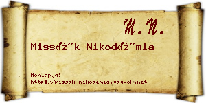 Missák Nikodémia névjegykártya